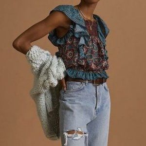 Porridge for Anthropologie Gathered Lace Blouse